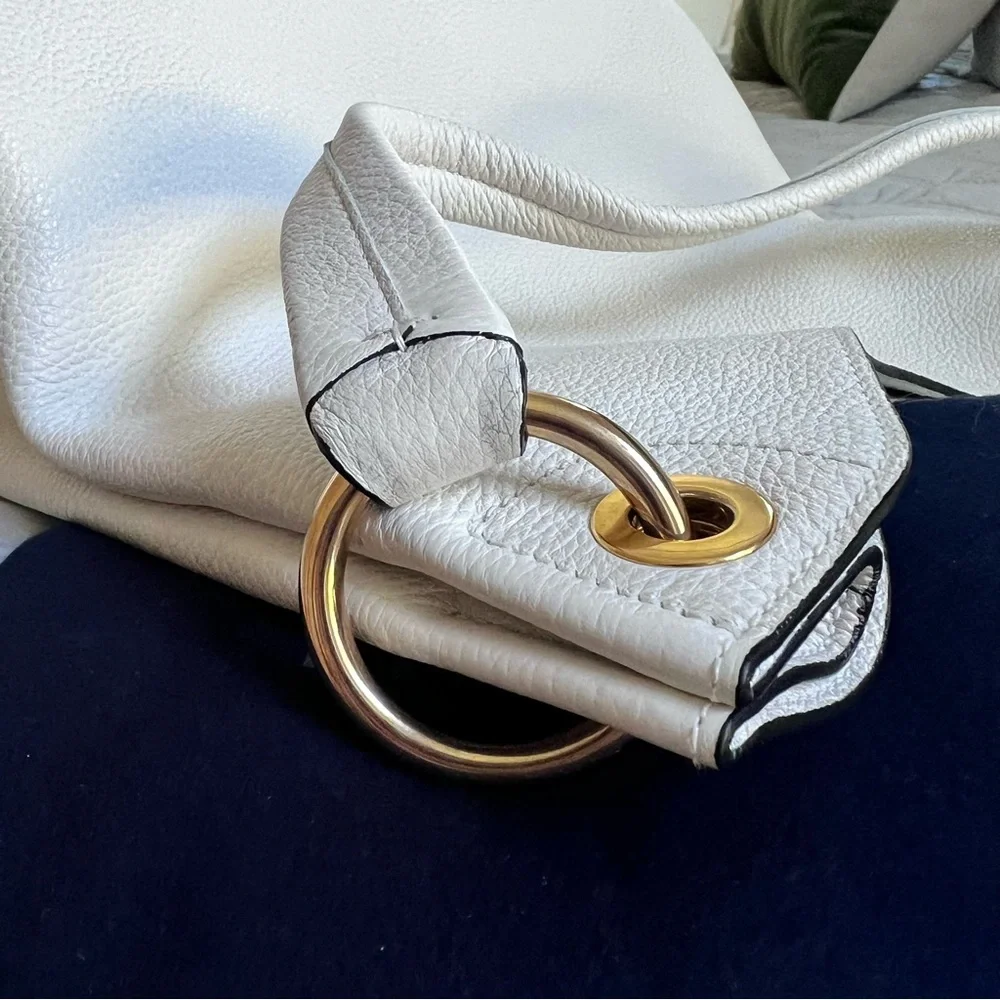 PRADA Vitello Phenix Bianco Embossed Logo Leather Hobo shoulder Bag - Picture 12 of 14